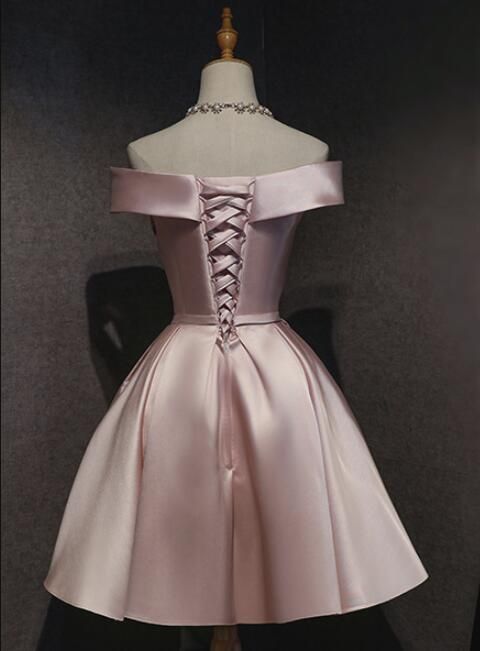 Mignonne mini-robe de bal/retour des diplômés en satin rose court N2120
