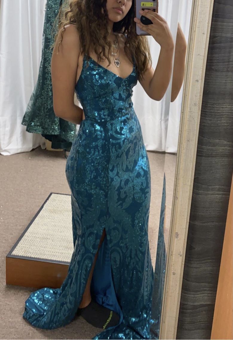 Classy Mermaid Blue Sequins Dress Formal Mermaid Prom Outfit Weddings Long Party Dresses AB550