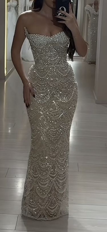 Sexy champagnerfarbenes Pailletten-Meerjungfrauen-Abendkleid für Teenager AB1627