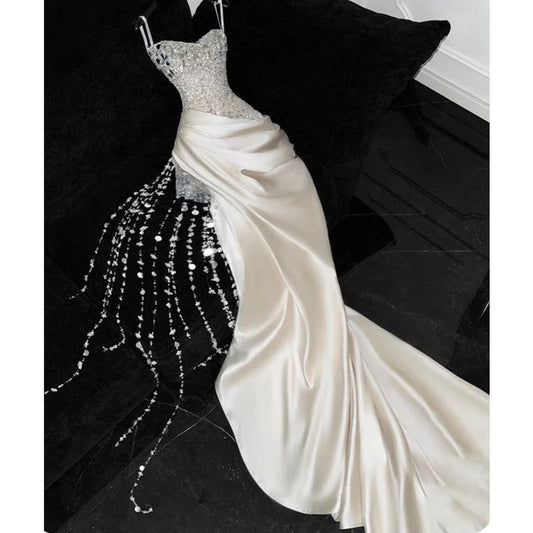 Robes de mariée bustier, robes de mariée à perles scintillantes, tenues pour adolescentes de 20 ans AB2001