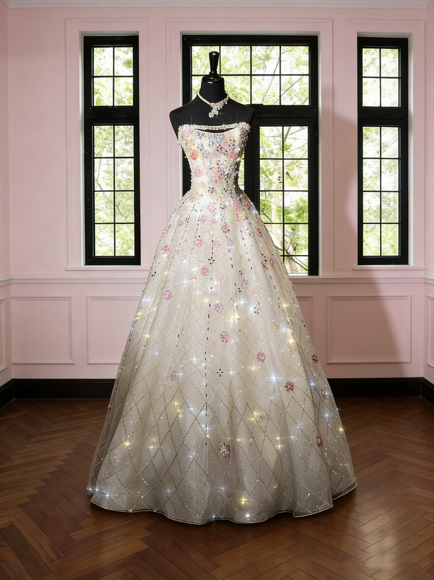 Elegantes, trägerloses, weißes Pailletten-Ballkleid, langes, formelles Abendkleid für Teenager, ideal für Abschlussball, Dinnerpartys und andere festliche Anlässe (AB2185)