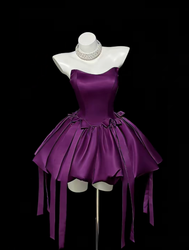 Amazing Ball Gown Purple Sweetheart Satin Short Homecoming Dresses Senior High School For Teens Ideas Inspo Short Birthday Cocktail Gown RB7334