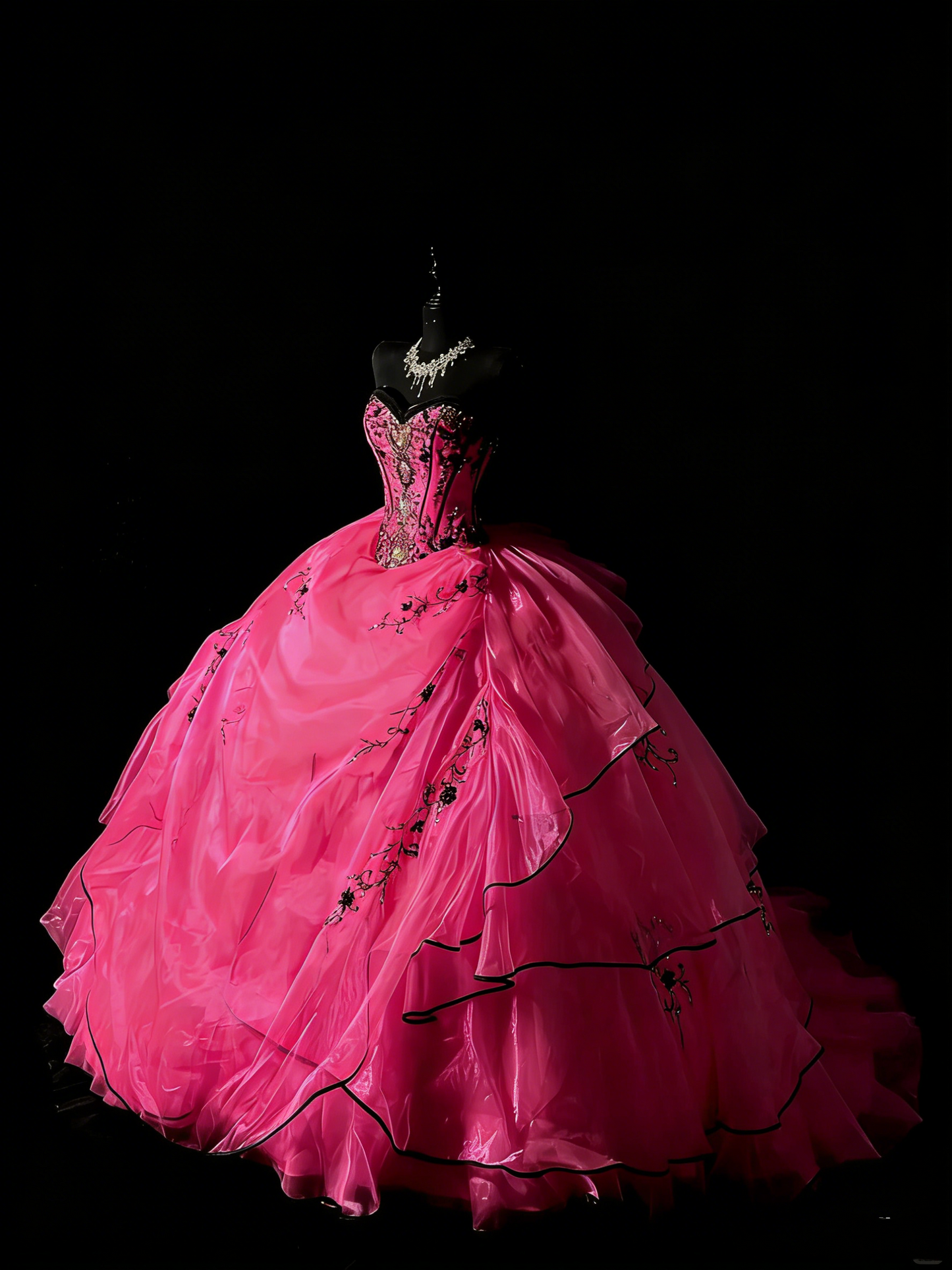 Ballkleid mit Herzausschnitt, ärmellos, pink mit Perlenstickerei, langes Quinceañera-Kleid für Damen, Sweet-16-Quinceañera-Kleid N1185