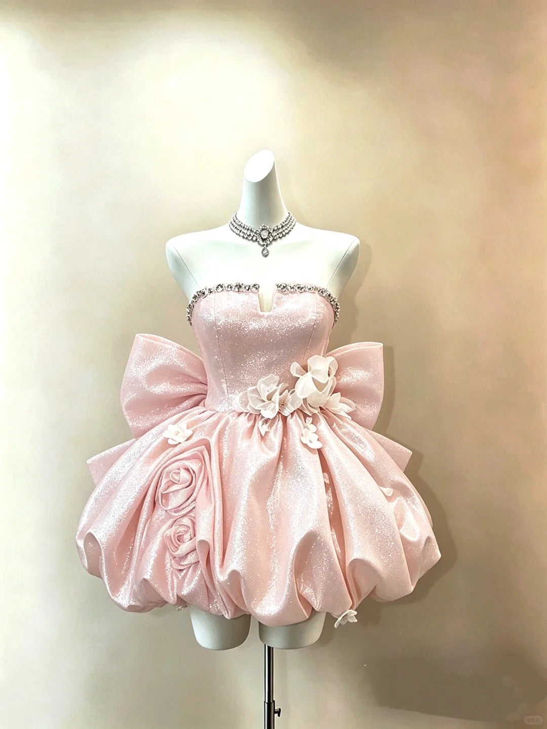 Robes de bal de fin d'année courtes et séduisantes, bustier en organza rose, semi-formelles, mini tenue de Hoco pour remise de diplôme RB4706