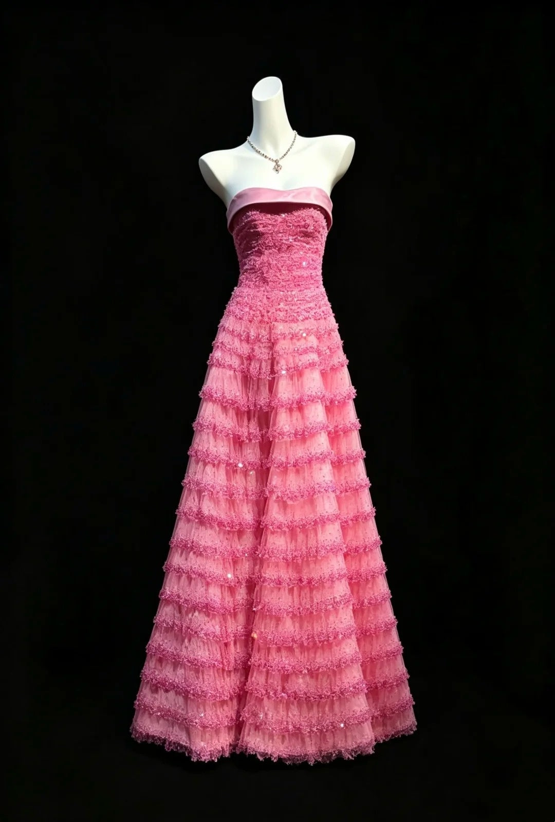 Prinzessin Ballkleid Trägerlos Hot Pink 18. Geburtstag Kleid Ärmellos Abendball Formelle Kleider RB3254