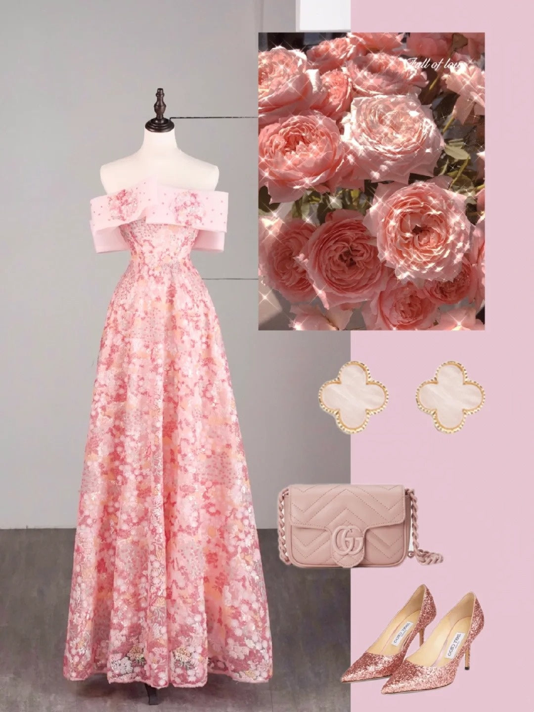 Elegantes, schulterfreies, langes, pinkfarbenes Pailletten-Abendkleid in A-Linie für Teenager, formelles Abendkleid N1079