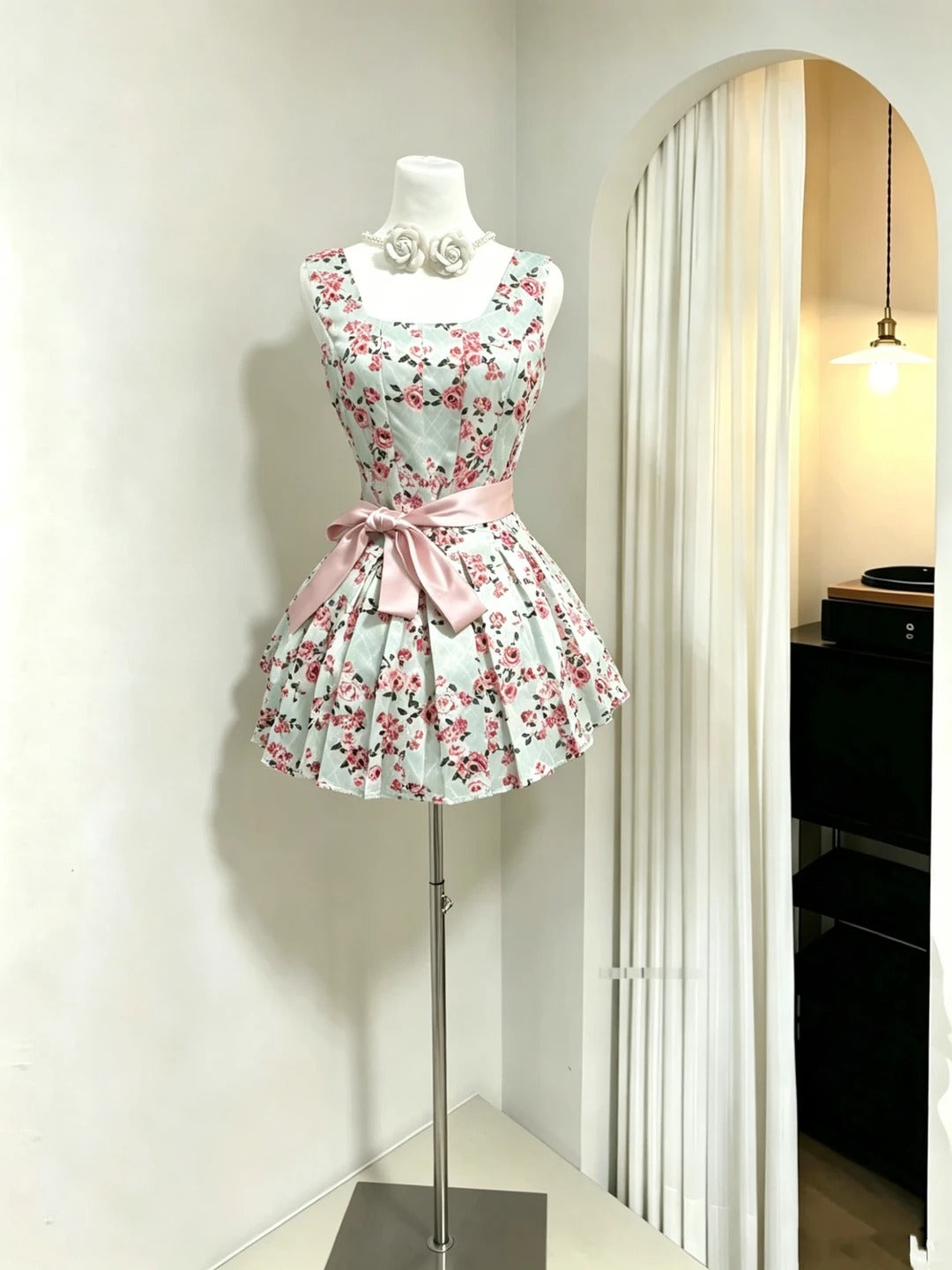 Süßes Ballkleid Quadratisch Blumenmuster Grün Für Teenager Mädchen Kurz Mini Senior Inspo 18. Geburtstag Outfits Heimkehr Kleider RB3972