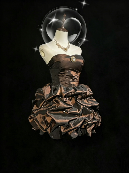 Glam Ball Gown Sweetheart Chocolate Party Dress 16th Birthday Gown Homecoming Dresses N3809