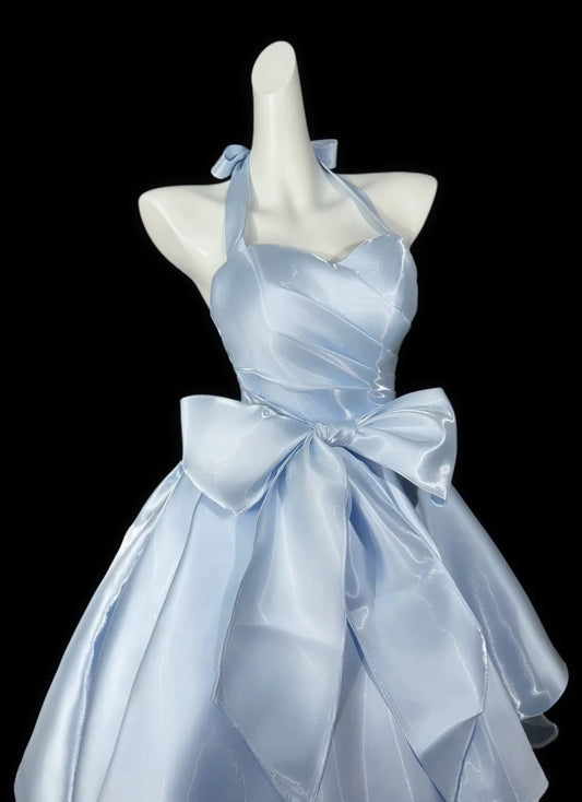 Sexy Ball Gown Halter Light Sky Blue Short Mini Party Cocktail Homecoming Dresses N4479