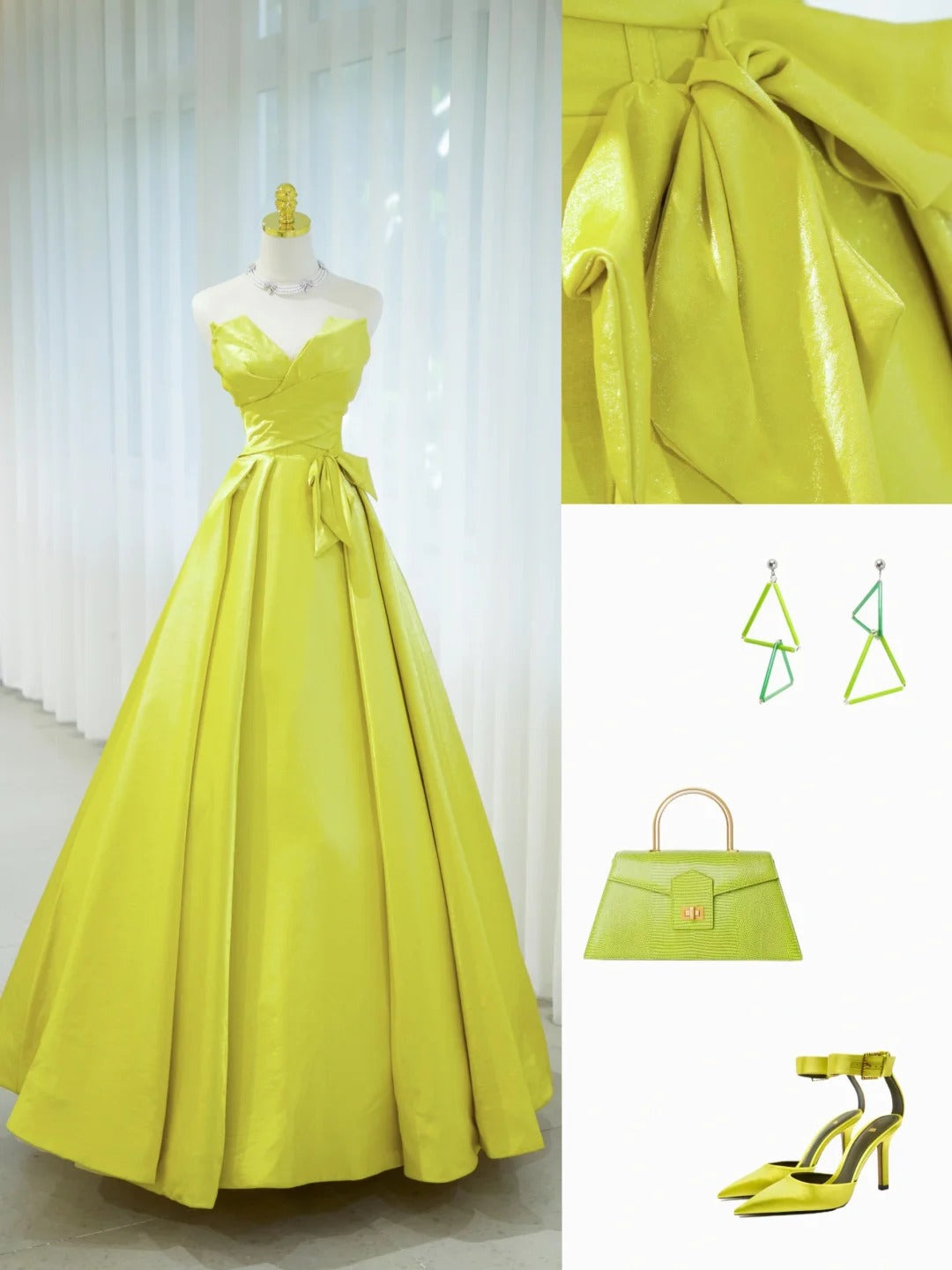 Wunderschöne Ballkleider Prom Queen mit Herzausschnitt aus grünem Satin mit Rüschen Langem Abendkleid N2931