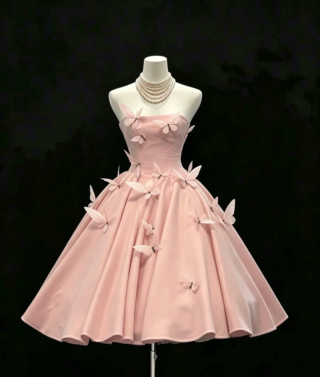Robe de soirée élégante bustier en satin rose longueur genou, impressionnez les aînés à l'université, inspiration pour la remise des diplômes, robes de bal de promo RB3291