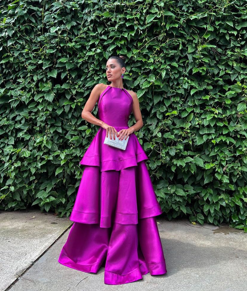 Magnifique robe de bal longue sans manches en satin couleur raisin, dos nu, AB212