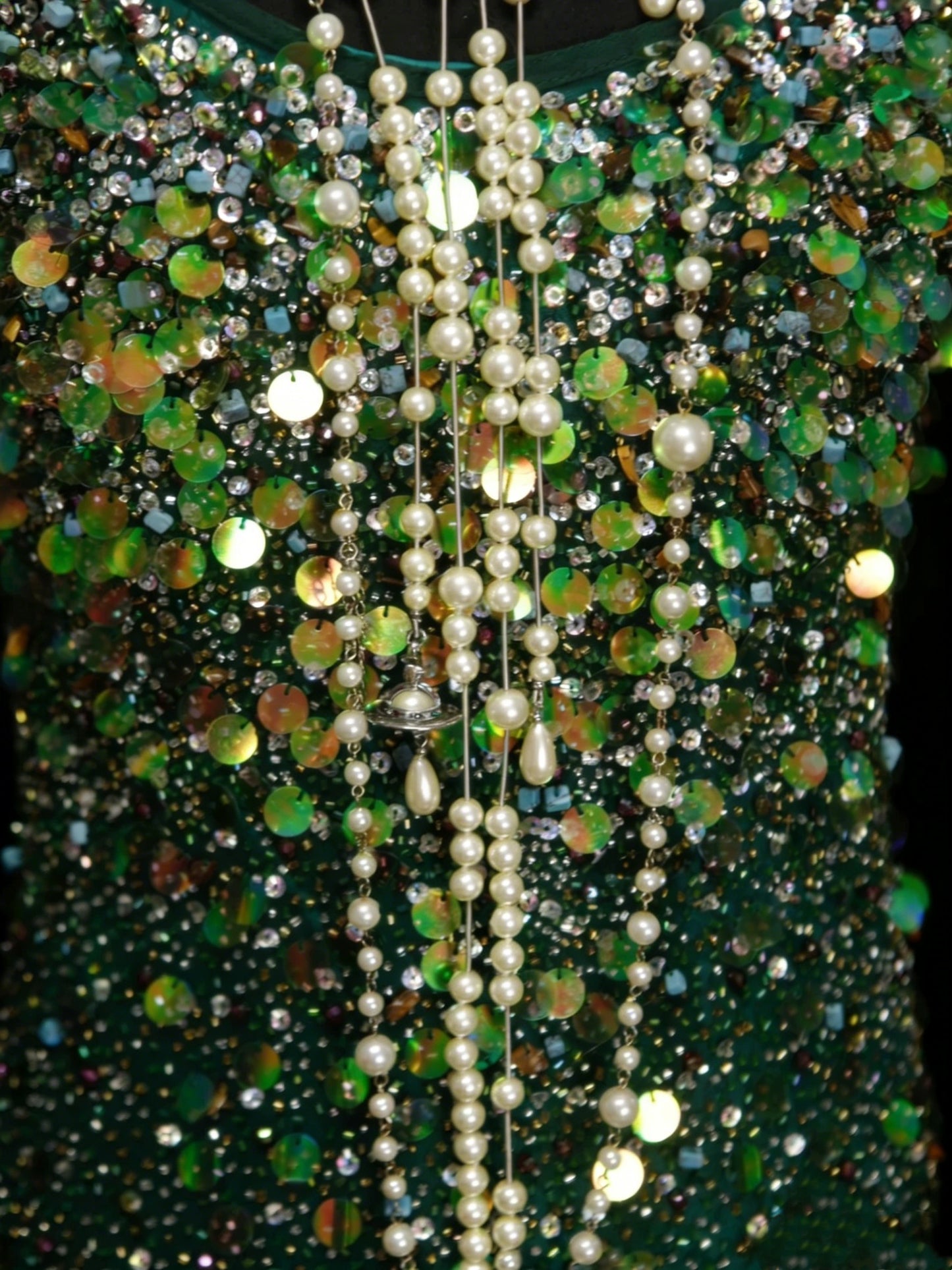 Vintage Mermaid Spaghetti Straps Green Sequin With Beads Bodice College Formal Outfit Long Prom Graduation Dresses For Teens N1305