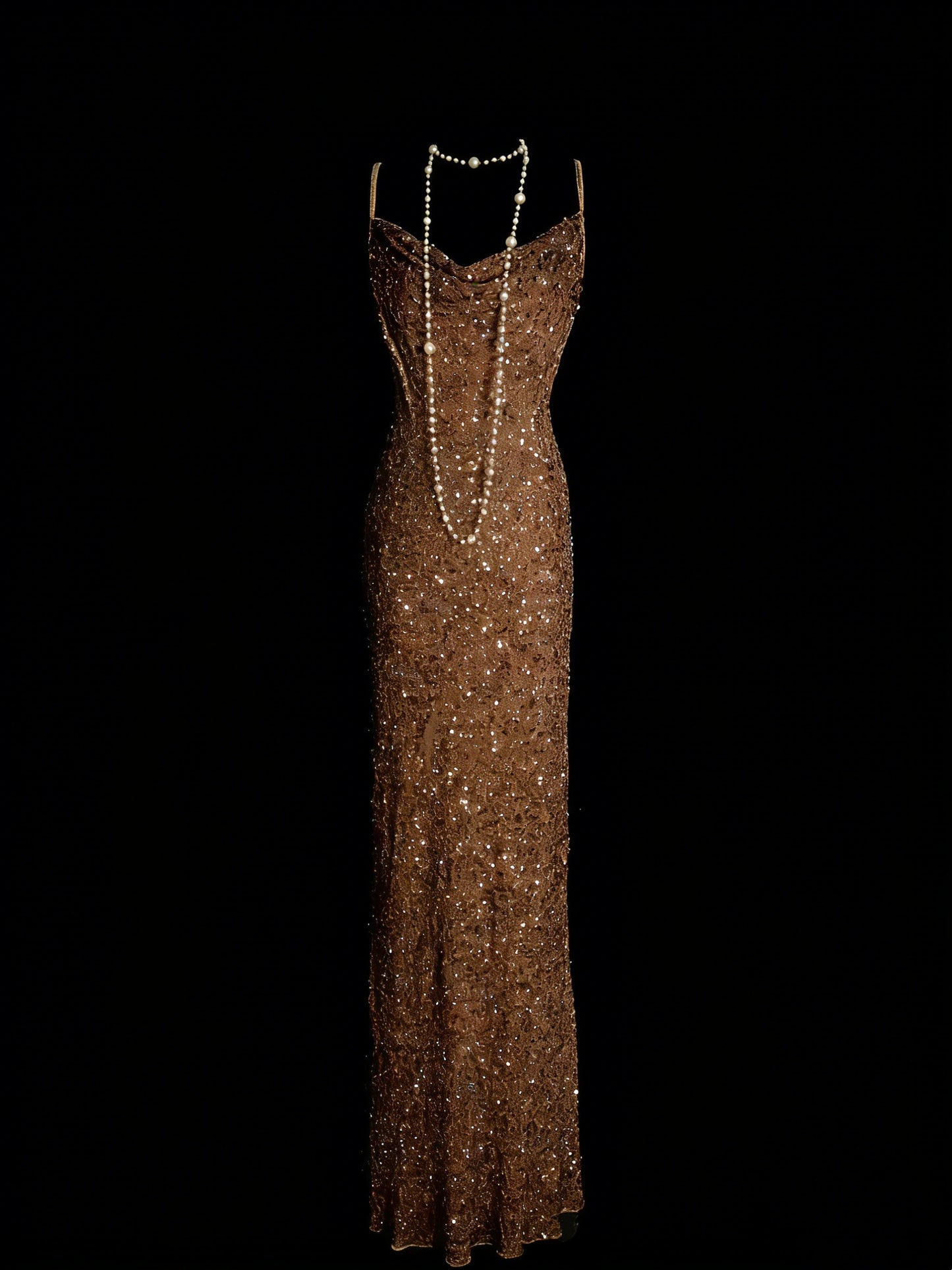 Glitzerndes, figurbetontes Etuikleid mit Spaghettiträgern, Pailletten, 80er-Jahre-Stil, langes Abendkleid für die High School, N1335