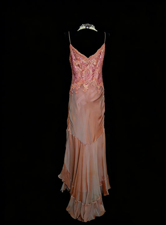 Vintage Prom Dresses Aesthetic 1950s Retro High Low Blush Pink Long Party Dress N2125
