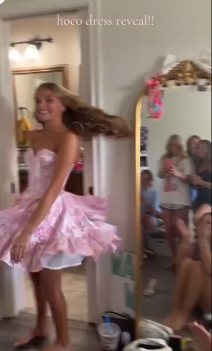 Pink Ball Gown Sweetheart Pink Lace 16th Birthday Dress Short Homecoming Dresses N4756