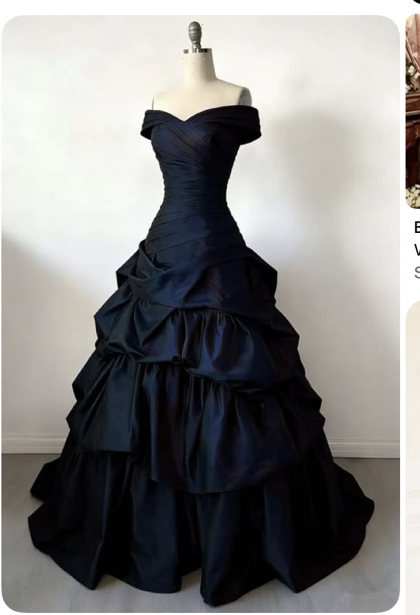 Dreamy Ball Gown Off The Shoulder Navy Blue With Pleated Long Prom Dress Ruffles Evening Party Formal Outfits RB6683