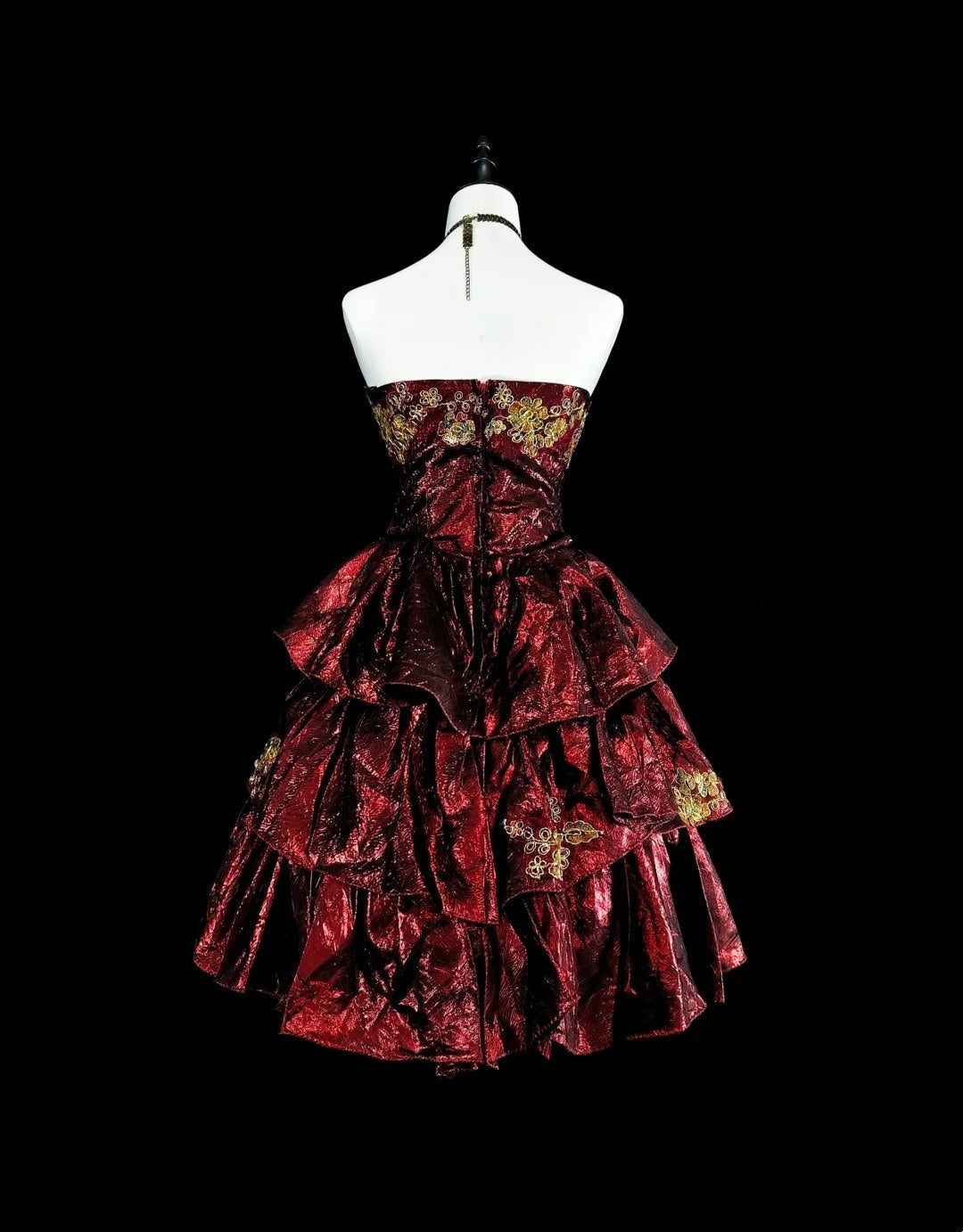 Robe de bal vintage bustier courte en taffetas bordeaux, inspiration années 2000, robes de bal de promo, inspiration robes de soirée N1611