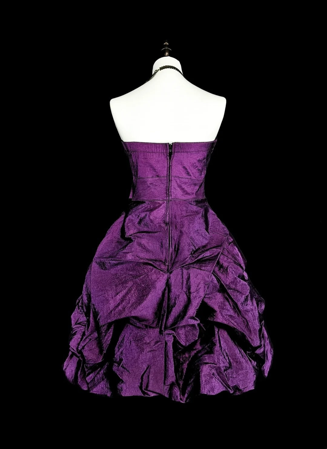 Jolie Robe de Bal Courte sans Bretelles en Satin Violet pour Bal de Promo, Robe Courte de Soirée N2713