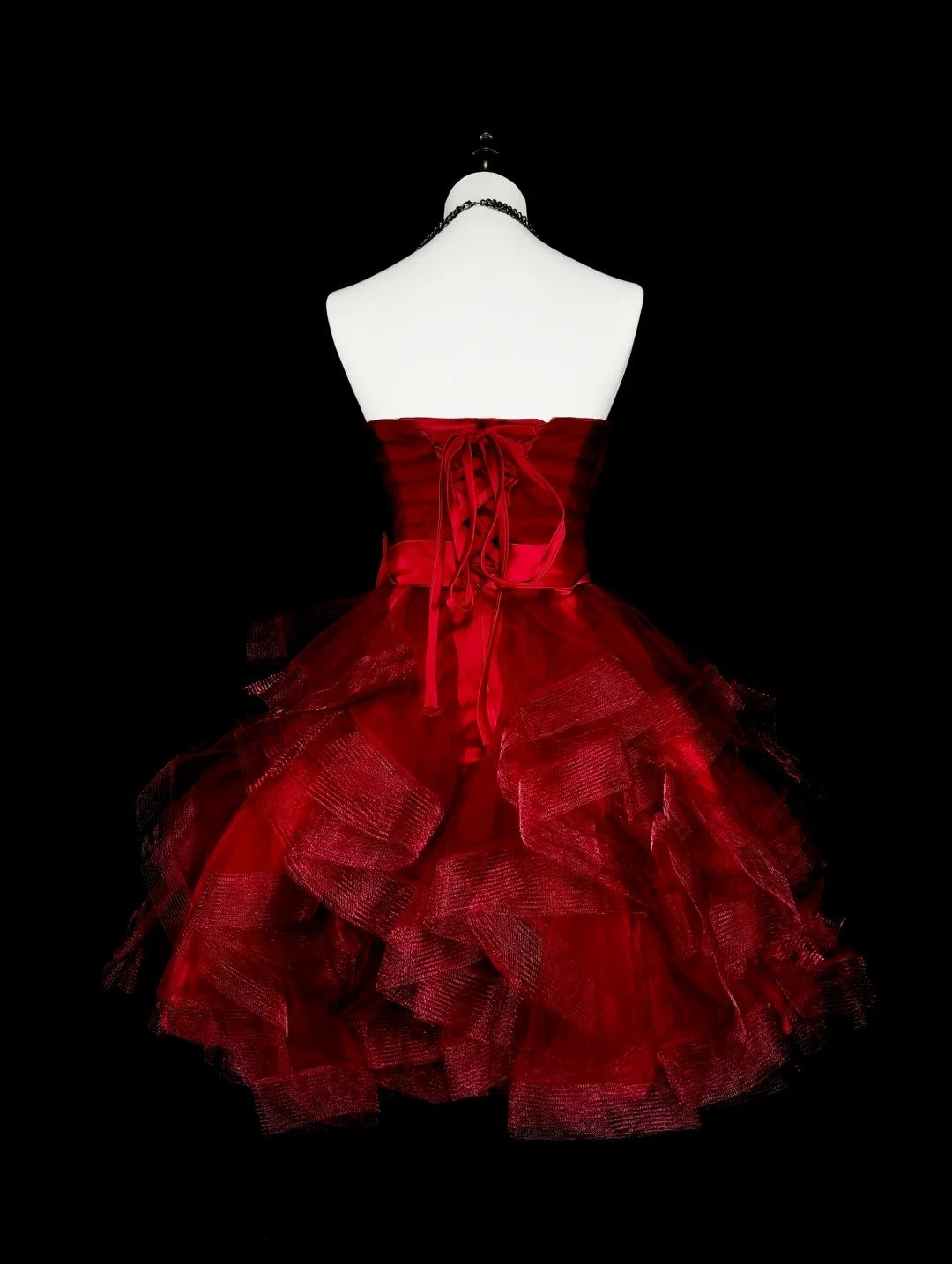 Robe de bal bustier bordeaux en tulle, inspiration années 2000, robe de bal courte, inspiration robe de soirée N1364