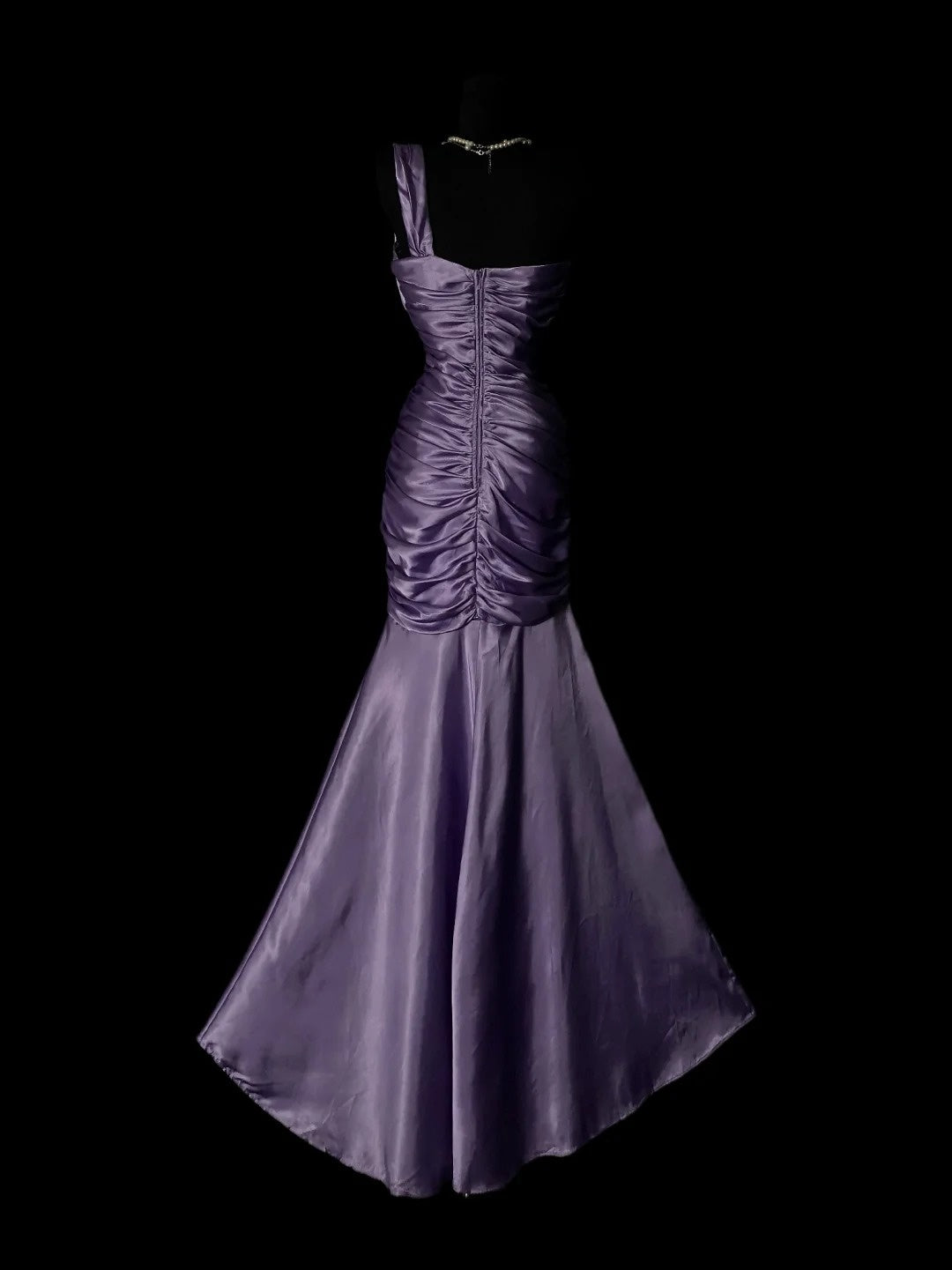 Vintage Prom Dresses 1950s Mermaid One Shoulder Purple Satin Floor Length Sleeveless Evening Formal Outfits RB4930