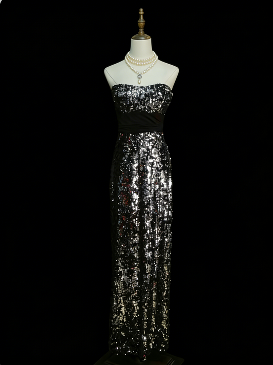 Classy A Line Strapless Sequins Long Senior Prom dresses High School Formal Dresses N1245