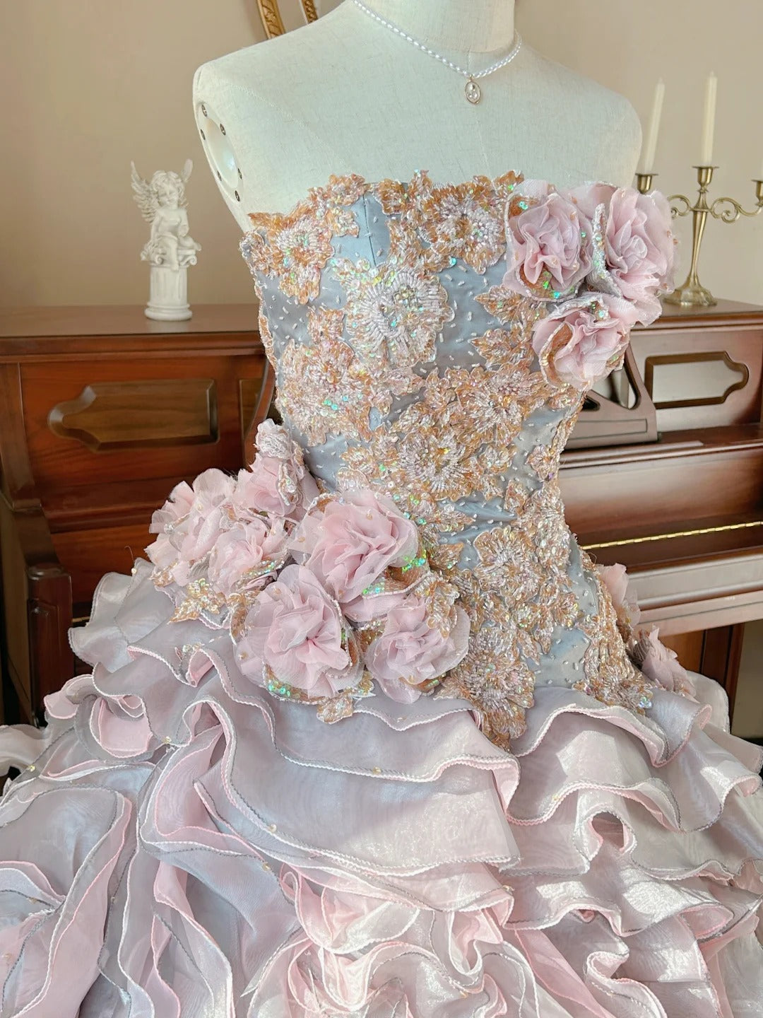 Cute Ball Gown Strapless With Layers Tiered Sweet 16 Dresses Long 15 Vestidos De Fiesta N2267