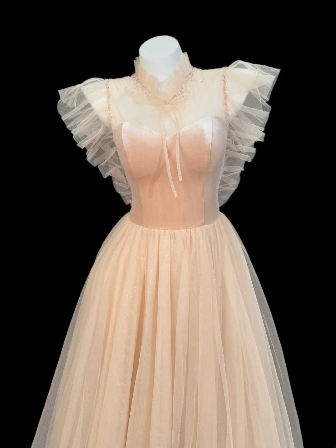Prinzessin Abschlussballkleider Festliche A-Linie Quadratischer Ausschnitt Rouge Pink Tüll Lange Partykleider N4503