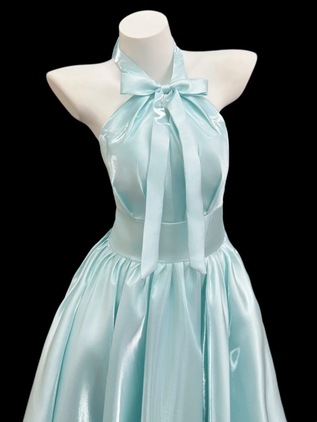 Pretty A line Halter Blue Spring Summer Event Outfits Wedding Guest Dresses RB4351