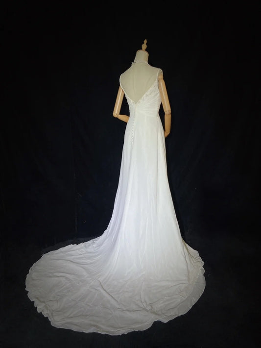 Unique Wedding Dresses A Line Spaghetti Strap Beach Boho Chiffon With Scarf White Long Bridal Gown N3611