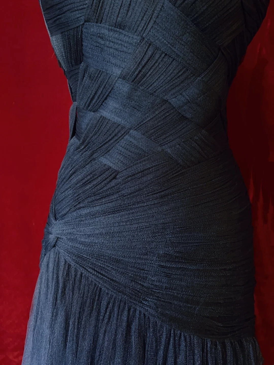 Robes de bal élégantes Inspo Sirène Bretelles fines Bleu marine Tulle à volants Pour femme Robe de soirée N3226