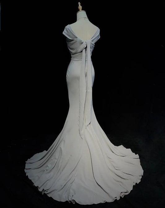 Vintage Prom Dresses Inspo Mermaid Halter Grey Long 1990s With Folded Formal Gowns N3325