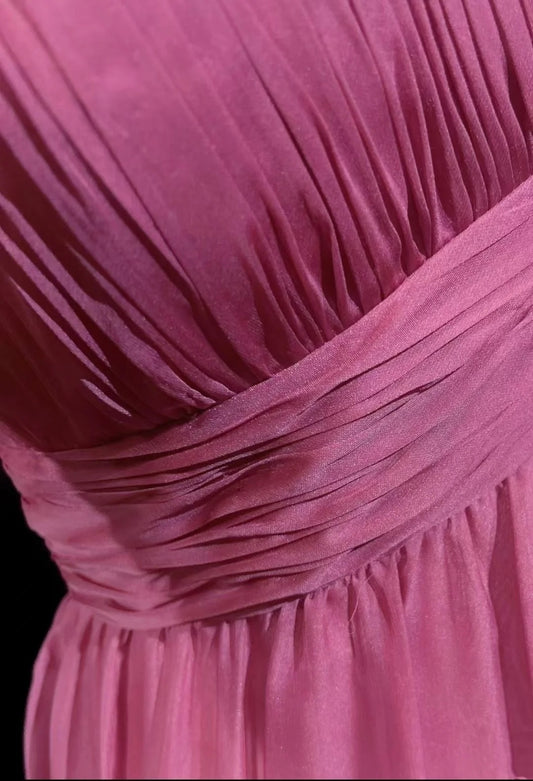 Evening Dress A line V Neck Pink Chiffon Party Graduation Prom Dresses for Special Occasions Robe N2464