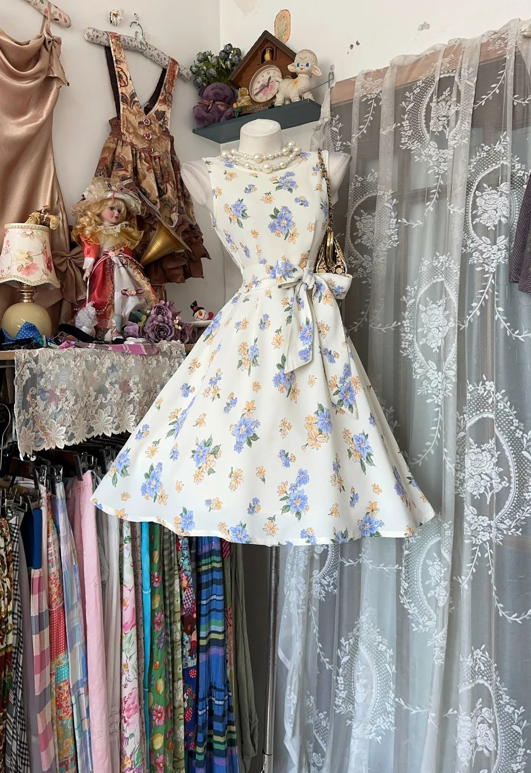 Timeless A Line Floral Chiffon Knee Length Freshman High Shool Grad Hoco Outfits Homecoming Dresses RB4482