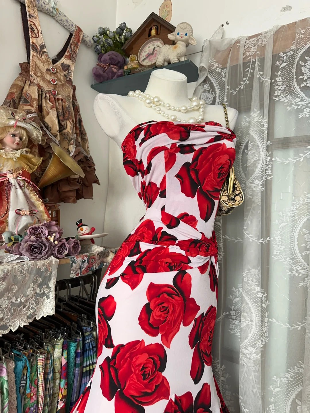 Sexy Meerjungfrau Trägerloses Rotes Satin Langes Abschlussballkleid Partykleid 19. Geburtstag Outfits Abschlusskleid N2837