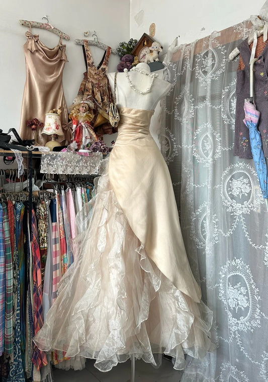 Elegant Ball Gown Strapless Champagne With Beading 18th Birthday Elegant Outfit Formal Prom Dresses N4188