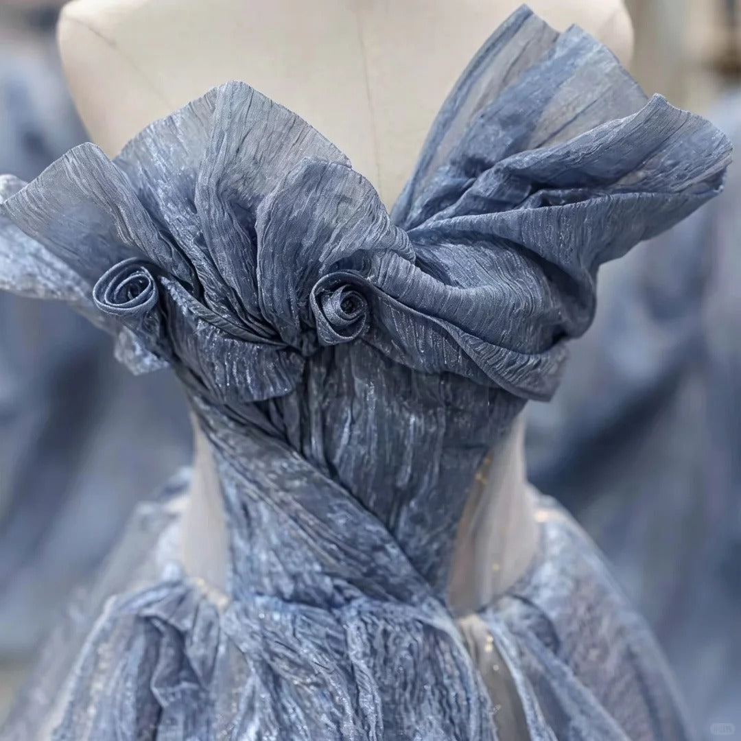 Prinzessin Ballkleid schulterfrei staubblau Quince Kleid lang Sweet 15 16 Quinceanera Kleider Vestido de princesa RB4476
