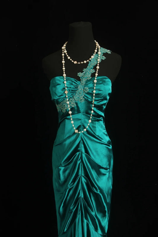 Aesthetic Outfits Prom Dresses Mermaid One Shoulder Green With Lace Evening Gown Long Formal Dress RB3262