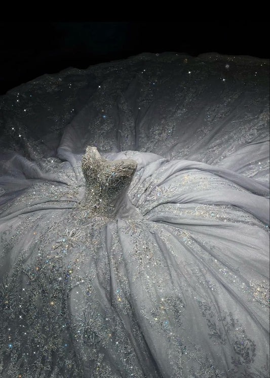Luxury Ball Gown Sweetheart Sequin Lace Wedding Dress Fairytale Long Wedding Dresses RB2844