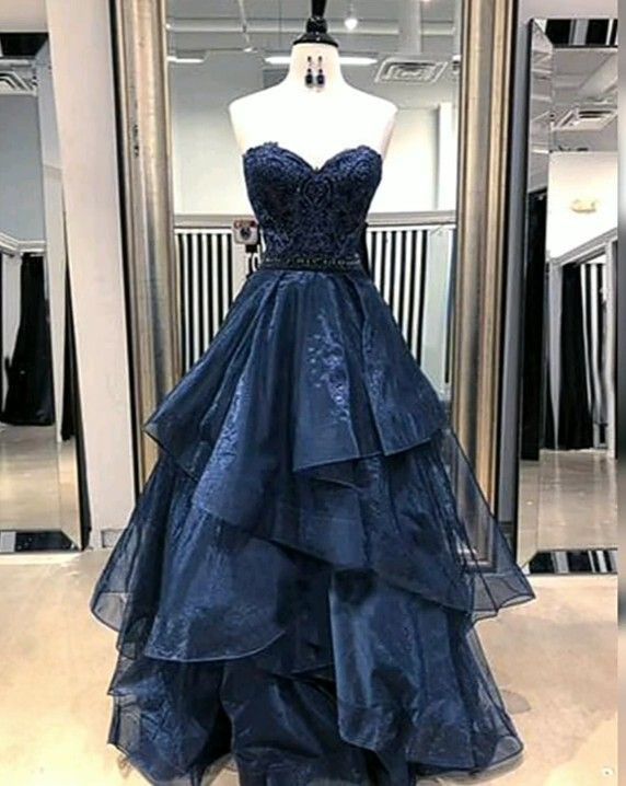 Robe de bal élégante en tulle bleu marine, longue, inspiration pour femmes et jeunes filles, robes de soirée formelles, robes de bal longues AB1839