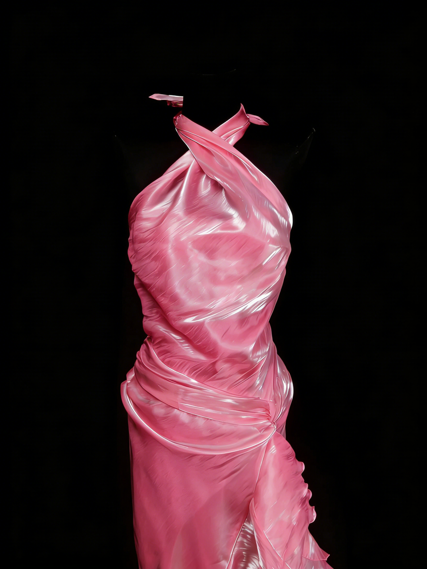 Vintage Mermaid Halter Pink Sleeveless Summer Formal For Women Girls Teens Prom Dresses N2238