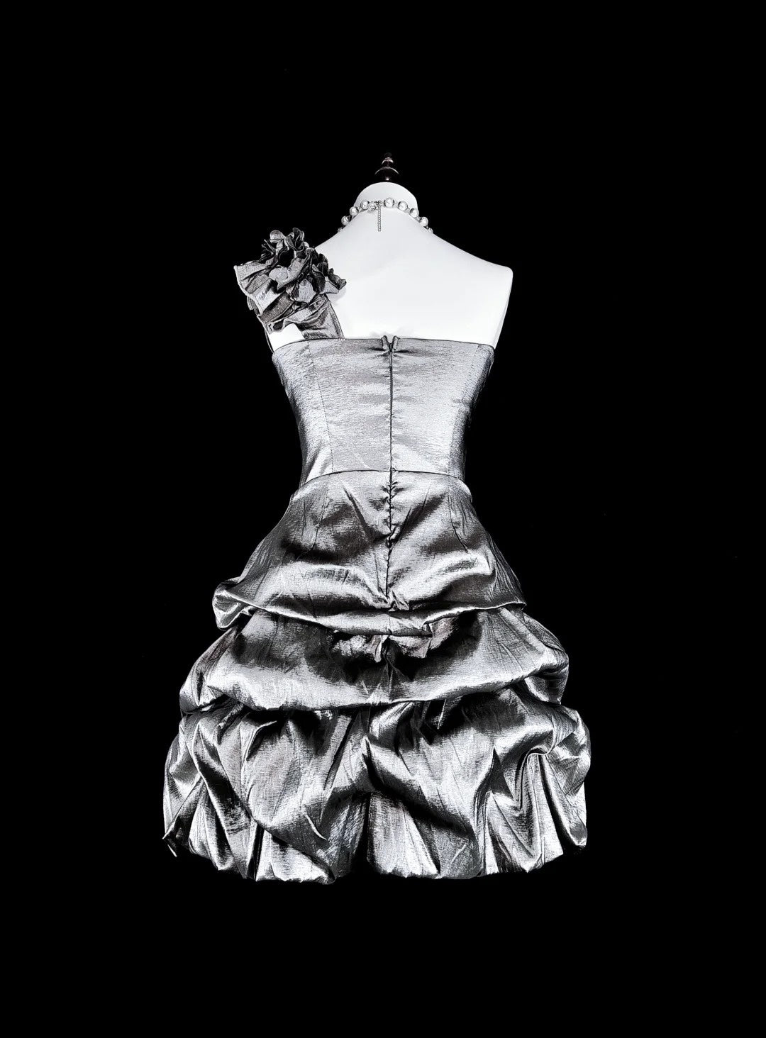 Einzigartiges Ballkleid, eine Schulter, Silbergrau, Mini, kurz, Homecoming-Kleider, Hoco, Cocktailkleider N3071