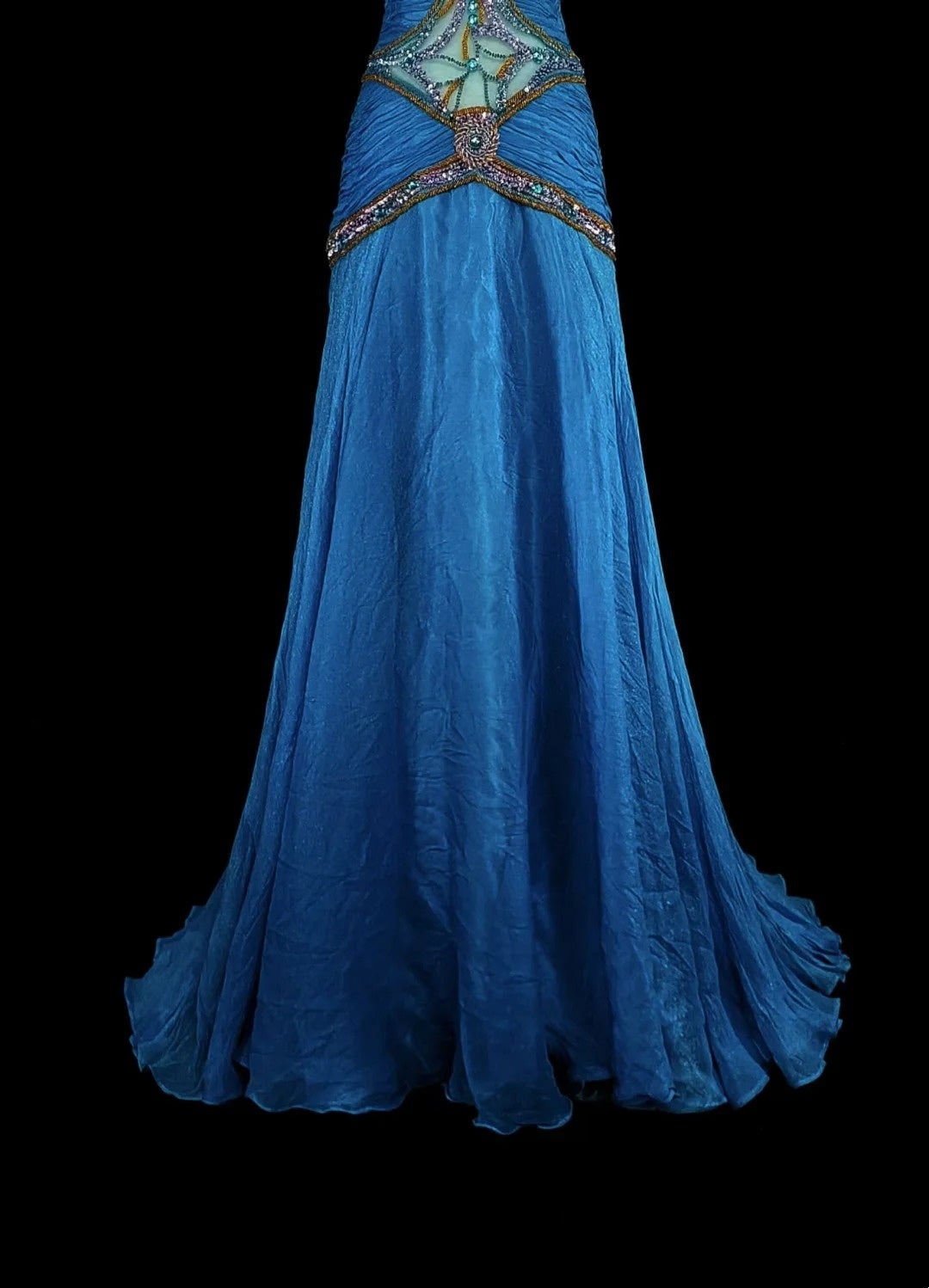 Robe de bal vintage sirène esthétique, col bijou, bleu royal, perles, inspiration classique, N2006