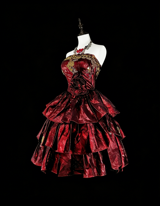 Unique Ball Gown Strapless Burgundy With Gold Appliqued Mini Short Homecoming Dresses Hoco Gowns N3069