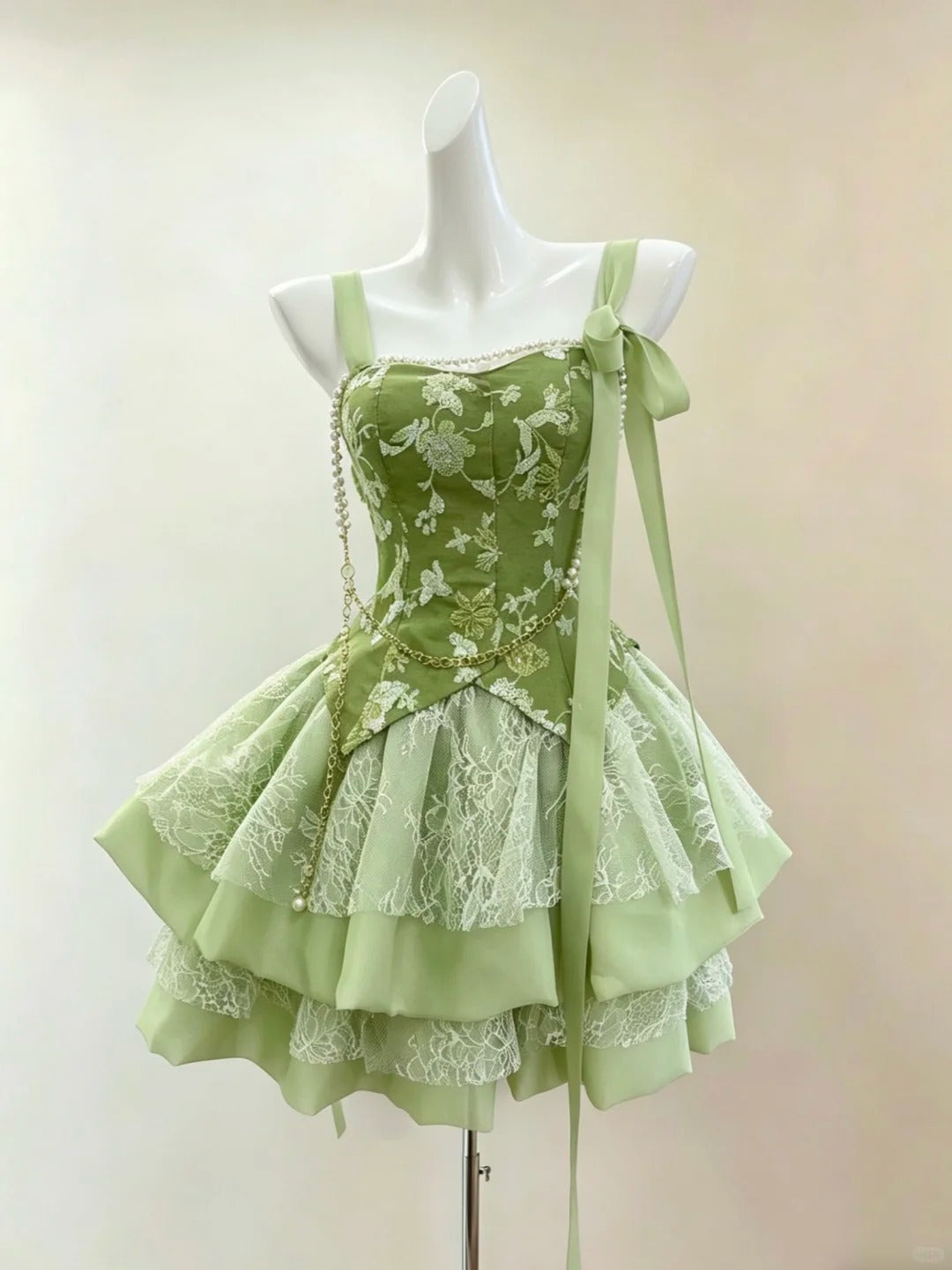 Wunderschönes Ballkleid mit Trägern, grüne Spitze, Mini-Abschlusskleider, kurze Inspo, Senior-Heimkehr-Outfits RB4696