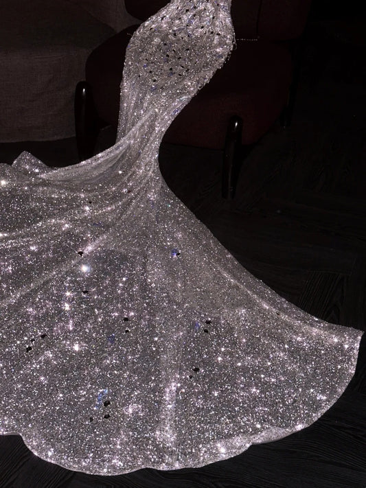 Vintage 80s Wedding Dresses Mermaid Sweetheart Sequins White Long Brides Dress Fitted Bridal Gown N1262