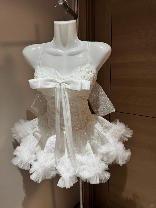 Cute Ball Gown Spaghetti Straps White Tulle Night In Rio Inspo Hoco Dress Ideas Homecoming Dresses RB4035