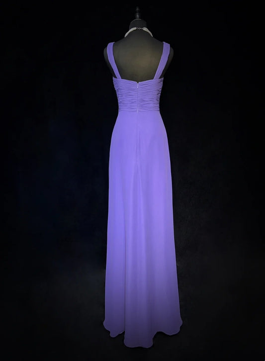 Vintage Prom Dresses A line V Neckline Purple Chiffon 80s Long Formal Evening Outfits N3887