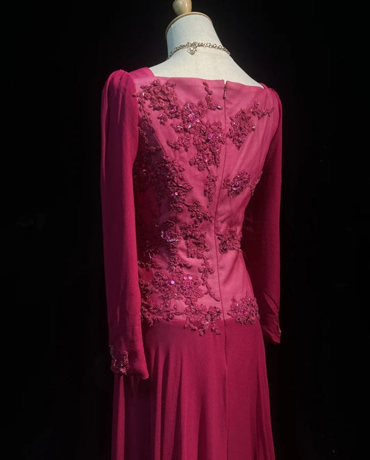 Cute A line Square Hot Pink Chiffon Knee Length Party Dress Cocktail Gown Homecoming Dresses N3850