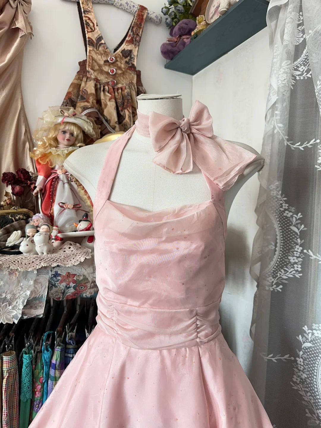 Vintage A-Linie Neckholder Rosa Kurze Abschlussball-Geburtstags-Heimkehrkleider N3725
